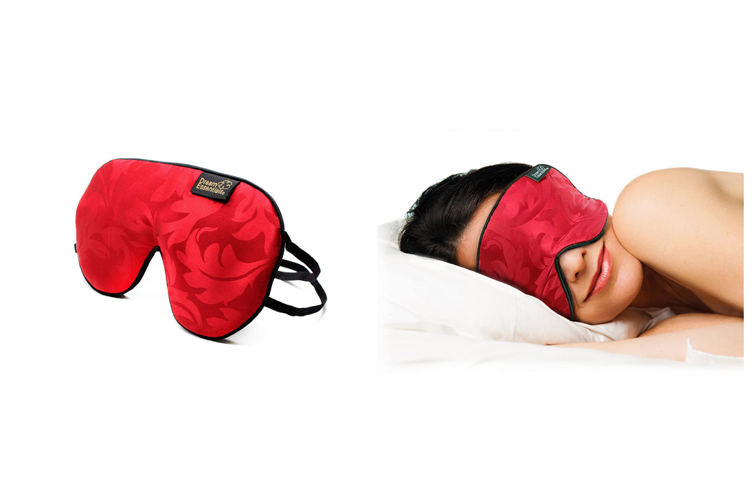 Dream Essentials Soft Silk Sleep Mask for Side Sleepers (Red)