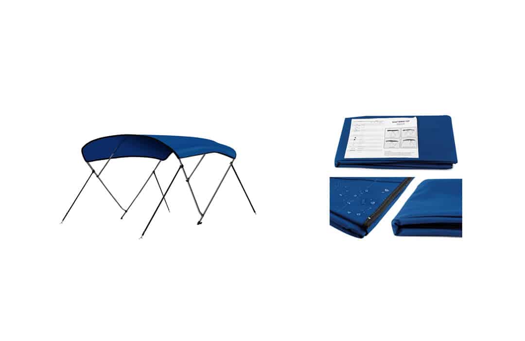 Leader Accessories 13 Colors 3 Bow Bimini Top Boat Cover 4 Straps for Front and Rear Includes Mounting Hardwares with 1 Inch Aluminum Frame