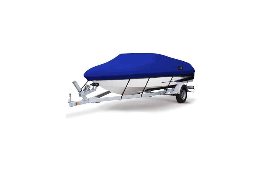 MSC Heavy Duty 600D Marine Grade Polyester Canvas Trailerable Waterproof Boat Cover,Fits V-Hull,Tri-Hull, Runabout Boat Cover