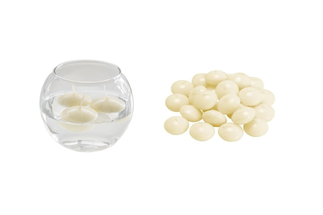 1 3/4" Unscented Natural Color Water Floating Mini Candle Discs