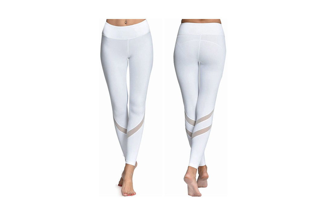 Chikool Women's High Waist Yoga Pants Mesh Workout Leggings w Inner Pocket Tights Yoga Capri
