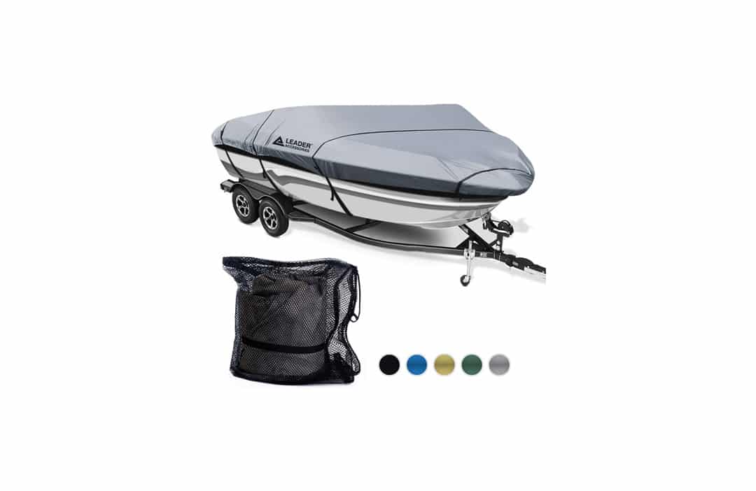 Leader Accessories 600D Polyester 5 Colors Waterproof Trailerable Runabout Boat Cover Fit V-hull Tri-hull Fishing Ski Pro-style Bass Boats, Full Size