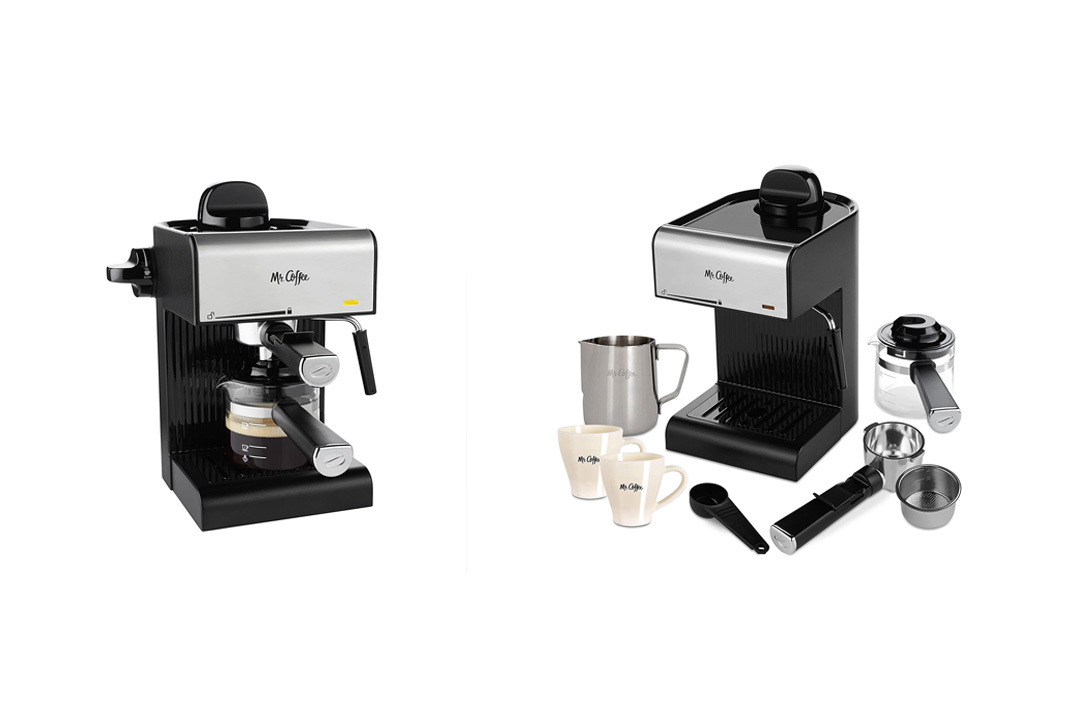 Mr. Coffee BVMC-ECM180 Steam Espresso with Starter Set, Black