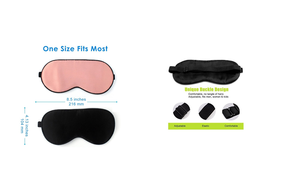 Silk Sleep Mask & Blindfold, Soft Eye Mask with Adjustable Head Strap