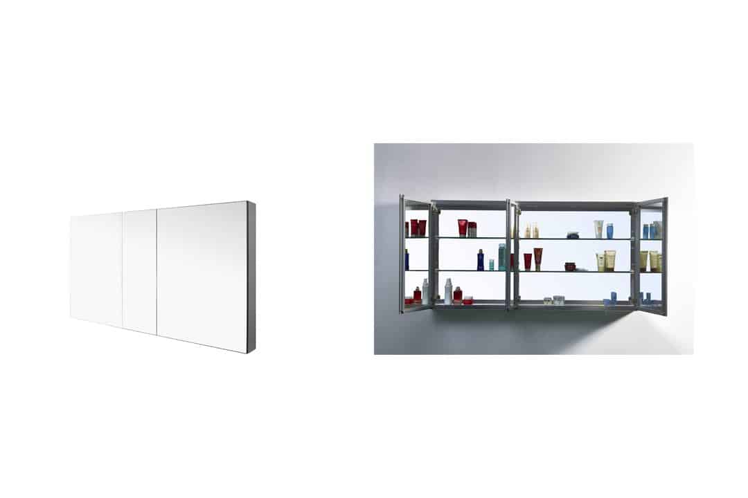 Virtu J-MED01A50 Confiant Mirrored Medicine Cabinet Recessed or Surface Mount, 50"