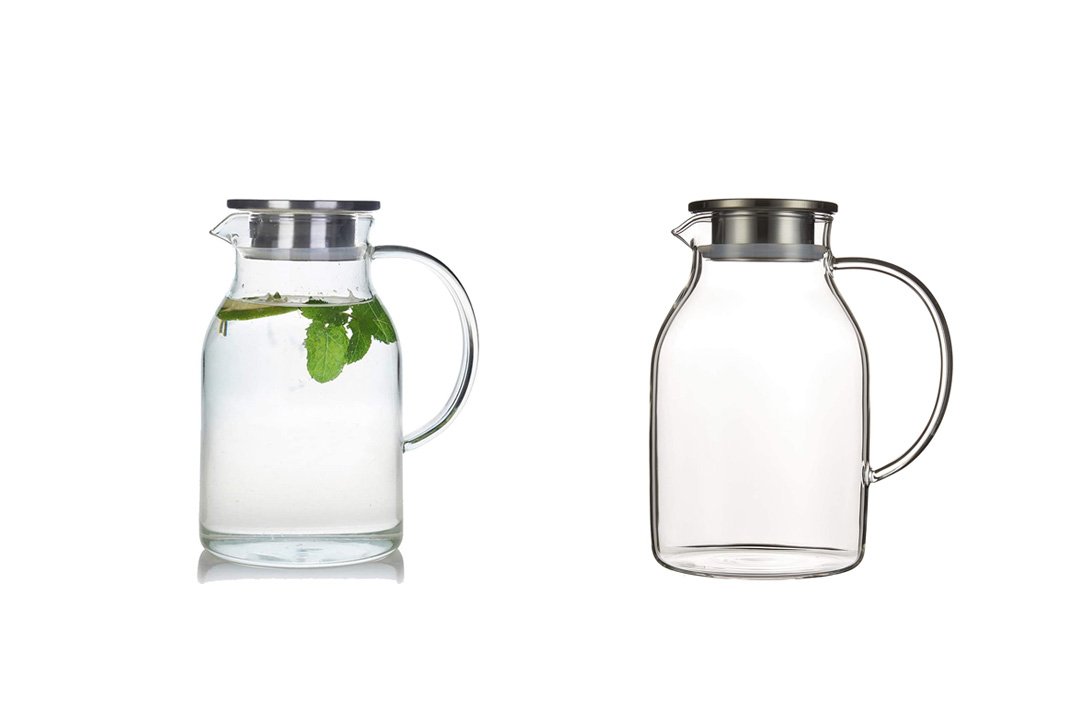 68 Ounces Glass Pitcher with Lid, Water Jug for Hot/Cold Water, Ice Tea and Juice Beverage