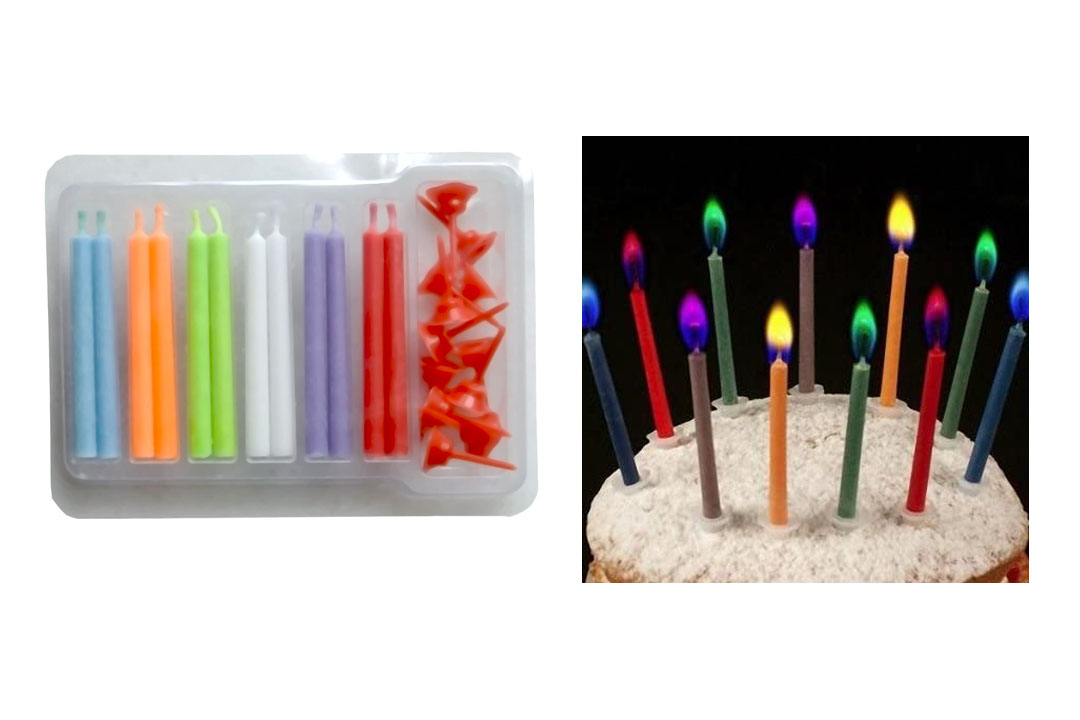 Angelflames Birthday Candles with Colored Flames (12 per box, holders included) (12, Medium)