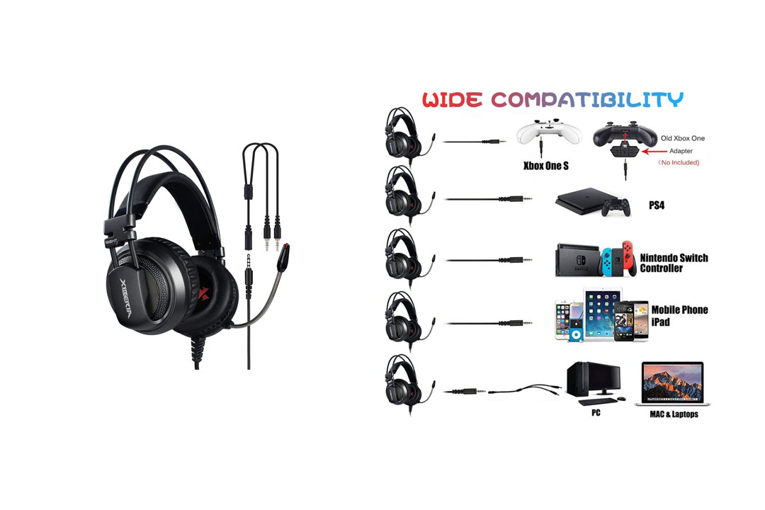 XIBERIA 3.5mm Surround Sound Gaming Headset Noise Isolation Wired Over-Ear Stereo Headphones