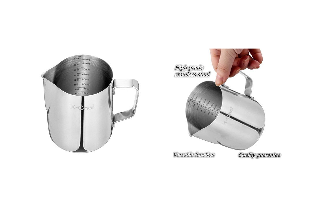 Milk Pitcher, X-Chef Stainless Steel Creamer Frothing Pitcher 20 oz