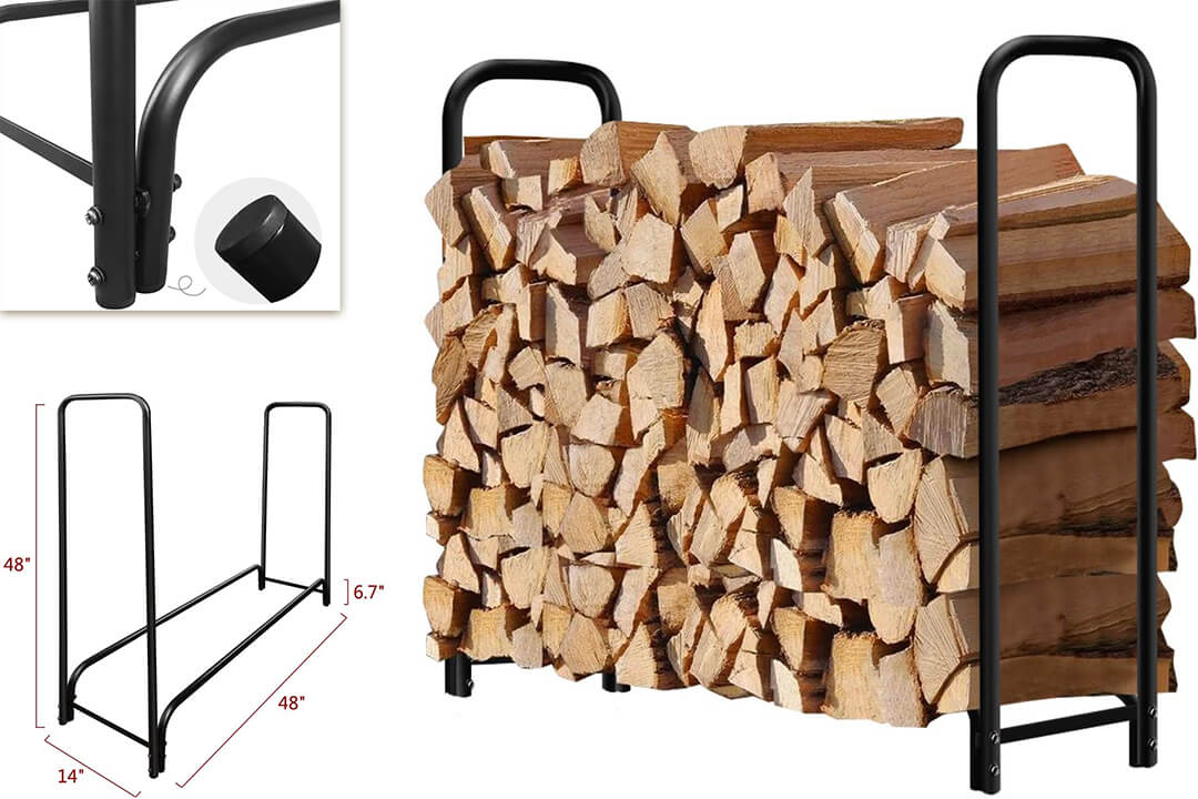 Amagabeli 4ft Outdoor Firewood Log Rack