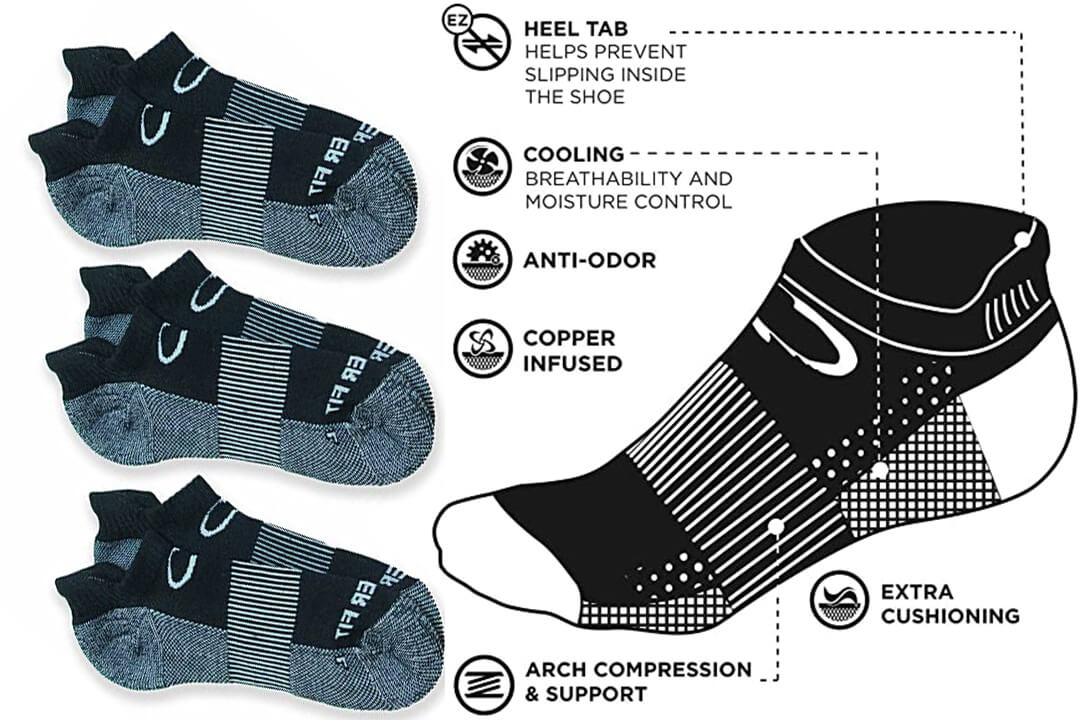 Copper Fit Unisex Copper Infused No Show Socks