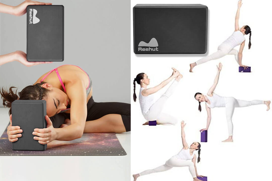 REEHUT Yoga Block (1 PC or 2 PC) - High Density EVA Foam Block to Support and Deepen Poses, Improve Strength and Aid Balance and Flexibility - Lightweight, Odor Resistant and Moisture-Proof