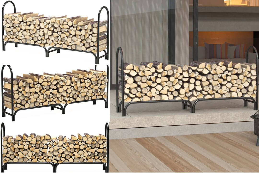 Regal Flame 8 ft Heavy Duty Firewood Shelter Log Rack for Fireplaces