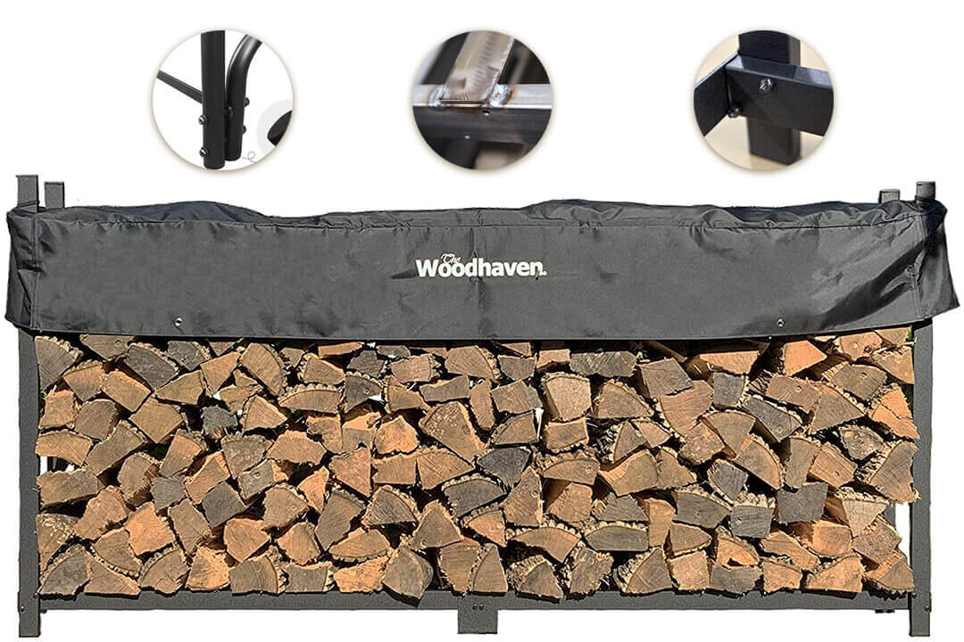 The Woodhaven 8 Foot Firewood Log Rack with Cover (1)